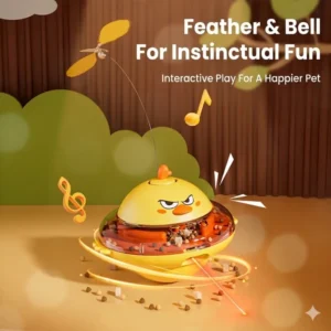 New Release Smart Pet Gyro Toy -Auto 360° Rotating Tumbler With Feather & Bell -Self-Playing Interactive Food Dispenser For Cats