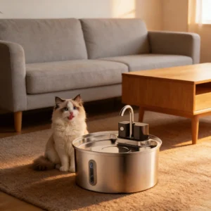 3.2L Wireless Stainless Steel Cat Water Fountain with 4000mAh 2 in 1 Sensor Automatic Filtration Pet Water Drinker Dispenser