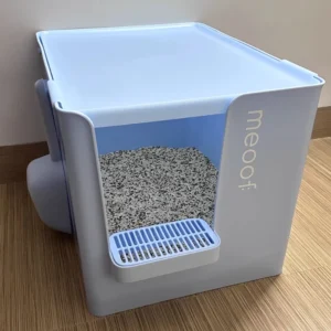 Large Cat Litter Box Stylish Semi-Enclosed Pet Toilet Anti Splash Design Cat Bedpans with Cover Modern Cats Litter Tray