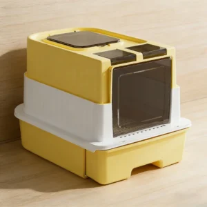 Cat Litter Box Fully Enclosed Extra Large Size Cat Toilet Extra Large Litter Box Anti Roll Out Foldable Enclosed Large Size