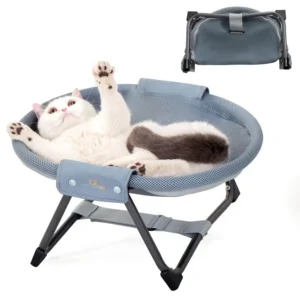 Elevated Cat Hammock Bed, Foldable NoAssembly Cat Bed with Breathable Mesh for Indoors and Outdoors Use, Lightweight Raised Pet