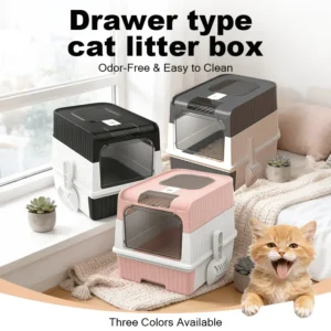 Large Fully Enclosed Cat Litter Box with Lid Easy to Clean, Odourless, Extra Large Size Suitable for Households with Cats