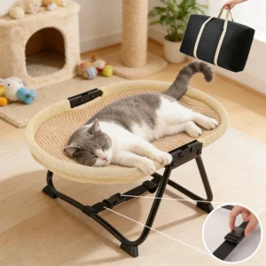 Portable Foldable Elevated Pet Bed Breathable Mesh Cat Dog Cot with Storage Bag All Season Travel Pet Hammock Suspension Design